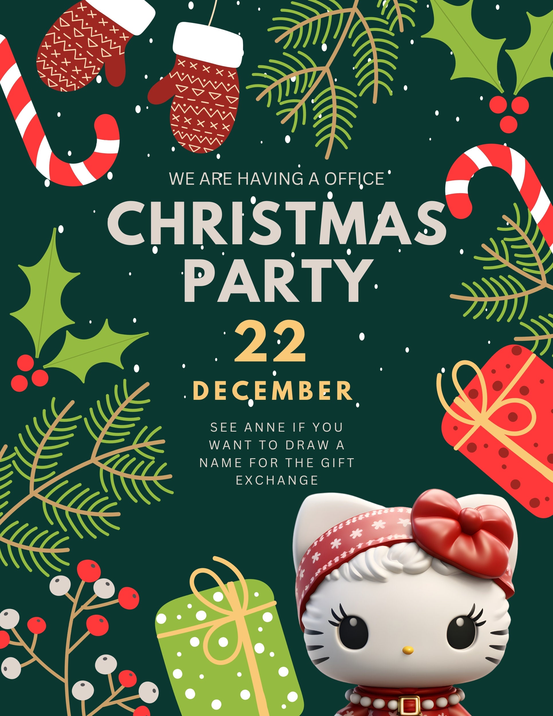 Kitty 2 Editable Invitations Christmas Card Party Invite Etsy