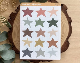 STICKERS Bright Stars. 1 Sheet with 15 stickers for Bullet Journal, Planner, Scrapbooking, Cardmaking. Laura Inguz