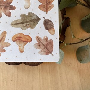 STICKERS Set Cozy Leaves. 1 Sheet with 12 stickers for Bullet Journal, Planner, Scrapbooking, Cardmaking. Laura Inguz image 4