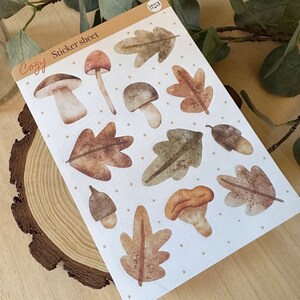 STICKERS Set Cozy Leaves. 1 Sheet with 12 stickers for Bullet Journal, Planner, Scrapbooking, Cardmaking. Laura Inguz image 5