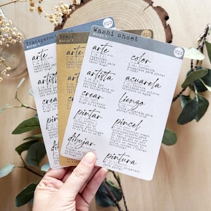 STICKERS Set Words 1 en ESPAÑOL e INGLÉS para Bullet Journal, Planner, Scrapbooking, Cardmaking. Laura Inguz