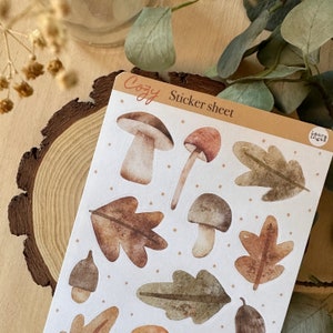 STICKERS Set Cozy Leaves. 1 Sheet with 12 stickers for Bullet Journal, Planner, Scrapbooking, Cardmaking. Laura Inguz image 3