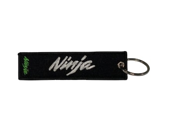 Ninja geborduurde sleutelhanger Biker Racing