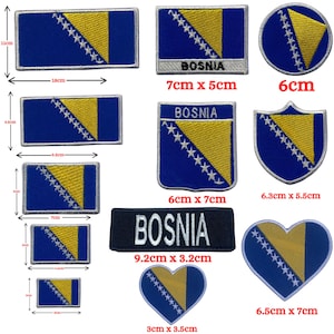 Bosnia National Flag Iron On Patch Embroidered Sew On Applique Badge in Different Sizes
