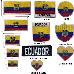 Ecuador Flag Embroidered Patch Iron On or Sew On Applique Badge in Multiple Sizes