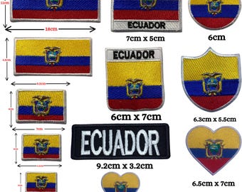 Ecuador Flag Embroidered Patch Iron On or Sew On Applique Badge in Multiple Sizes