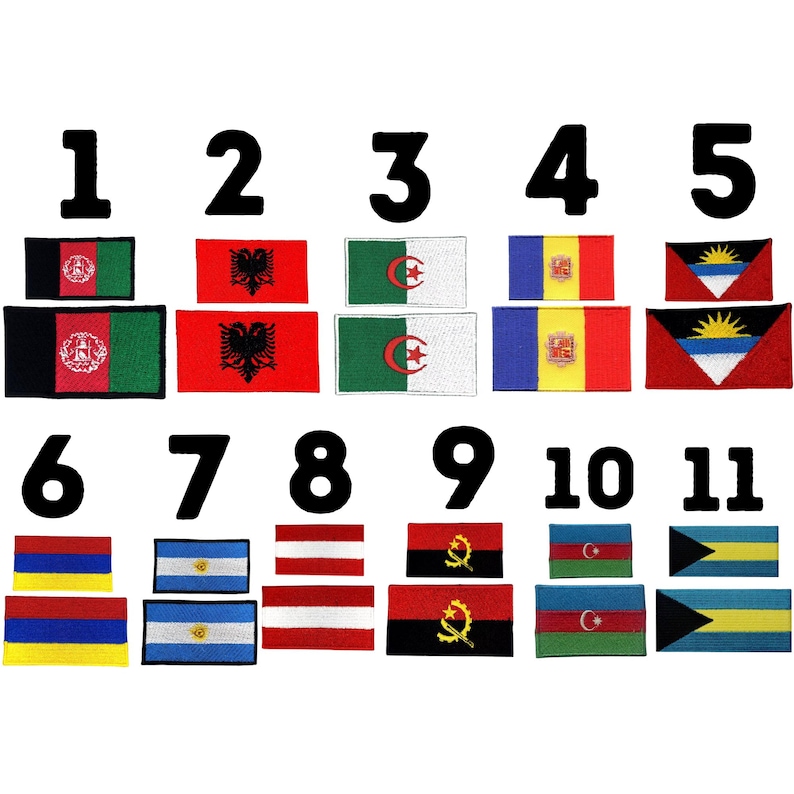 World Country Flag Patch – Embroidered Iron/sew on Badge – Two Sizes ...