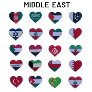 Middle East National Country Heart flag Iron On Patch Embroidered Sew on Applique Badge