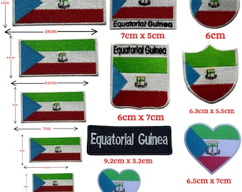 Equatorial Guinea Flag Patch, Embroidered Iron On Applique
