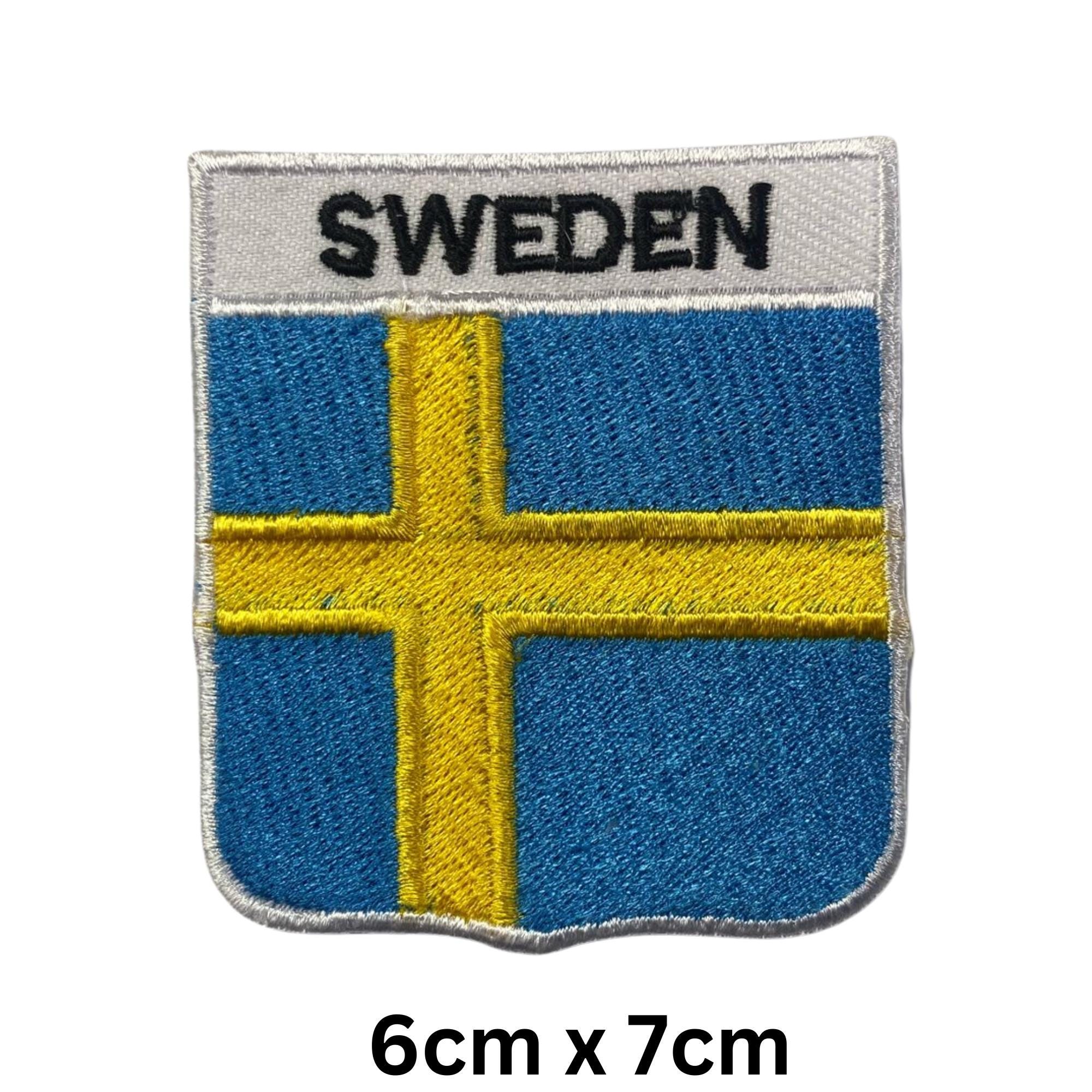 Patch Adesiva Termoadesiva A Stiro Bandiera Svezia, Taglia Media, By TKPatch, 2,9x4,4cm