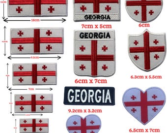 Georgia Country Flag Patch – Embroidered Applique Badge, Iron On/Sew On, Multiple Sizes