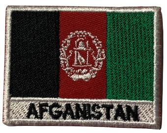 Bandeira do Afeganistão com nome do país nacional, remendo para passar a ferro, bordado, aplique para costura