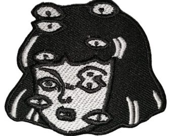 Girl With Eyes Iron On Patch Embroidered Sew On Applique Badge