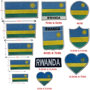 Rwanda National Flag Patch – Multi-Size Embroidered Applique for Clothes & Crafts