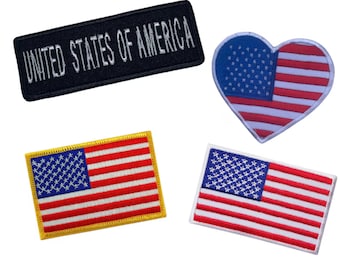 American National Country Flag Iron On Patch Embroidered Sew On Applique