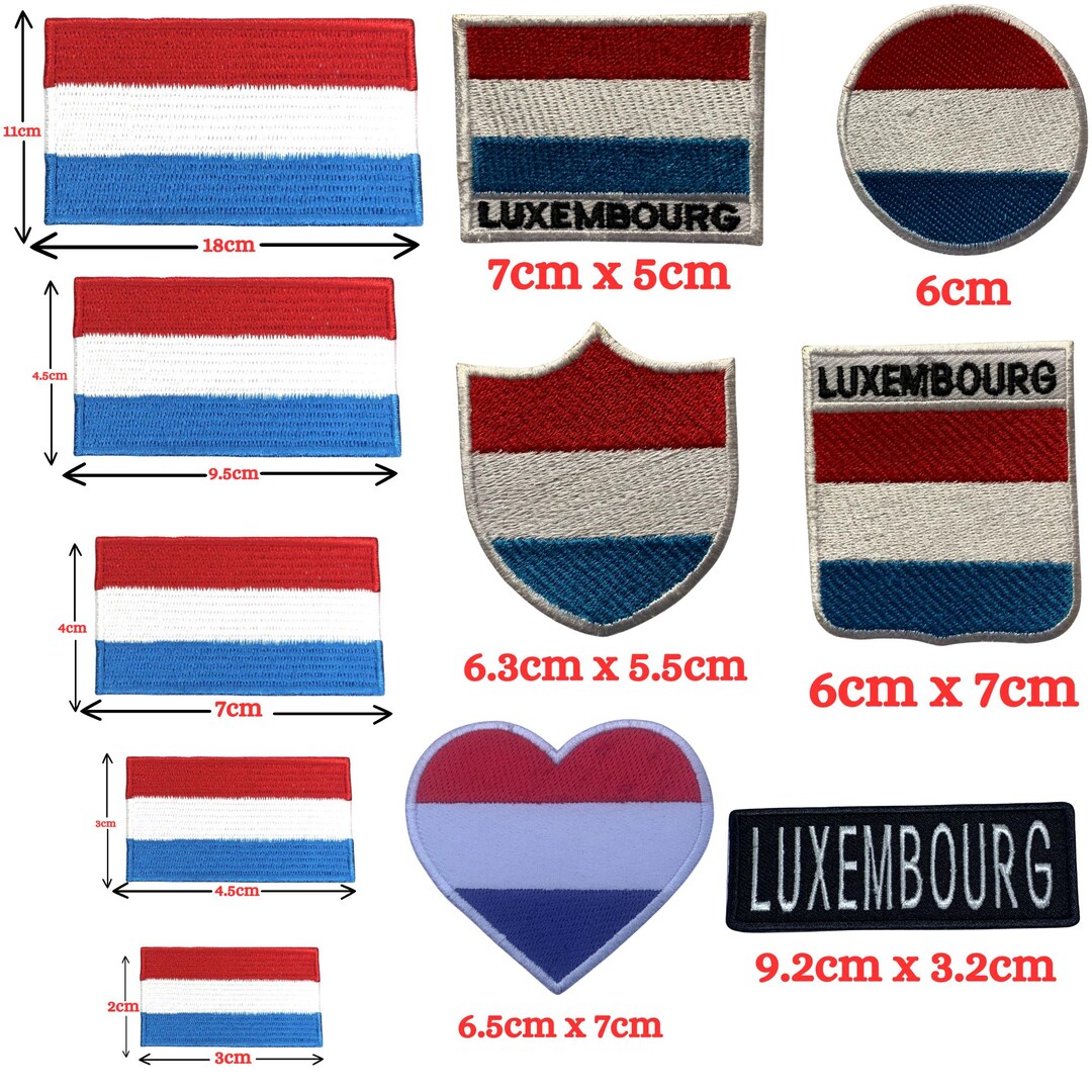 Toppa con bandiera del Lussemburgo ricamata ferro su toppa da cucire - emblema tattico militare morale toppe divertenti distintivi appliques con chiusura a gancio e retro ad anello