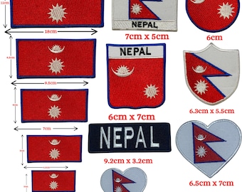 Nepal Flag Patch Iron On Sew On Embroidered Applique Badge National Flag Patch in Multiple Sizes