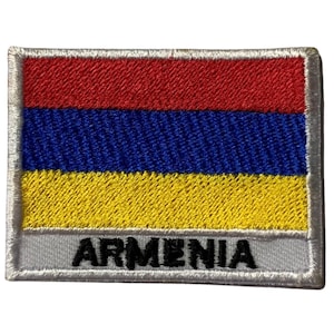 Bandeira nacional da Armênia com nome em remendo de ferro bordado e aplique costurado