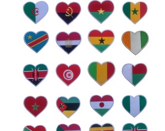 Drapeau national africain coeur patch fer sur écusson brodé coudre sur appliqué vêtements sac veste jean