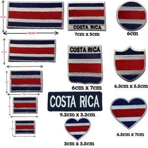 Costa Rica Flag Embroidered Patch Iron On or Sew On Applique Badge in Multiple Sizes