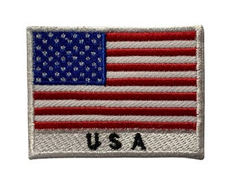 American USA US Flag With Name Patch Embroidered Iron-on Applique Shoulder Uniform Vest Jacket, Travel, Biker MC Club Military Badge