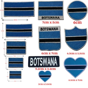 Botswana Flag Embroidered Patch Iron On or Sew On Applique Badge in Multiple Sizes