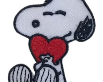 Hond schattig dier The Peanuts Pet Snoopy met hart opstrijkbare patch geborduurde badge appliqué