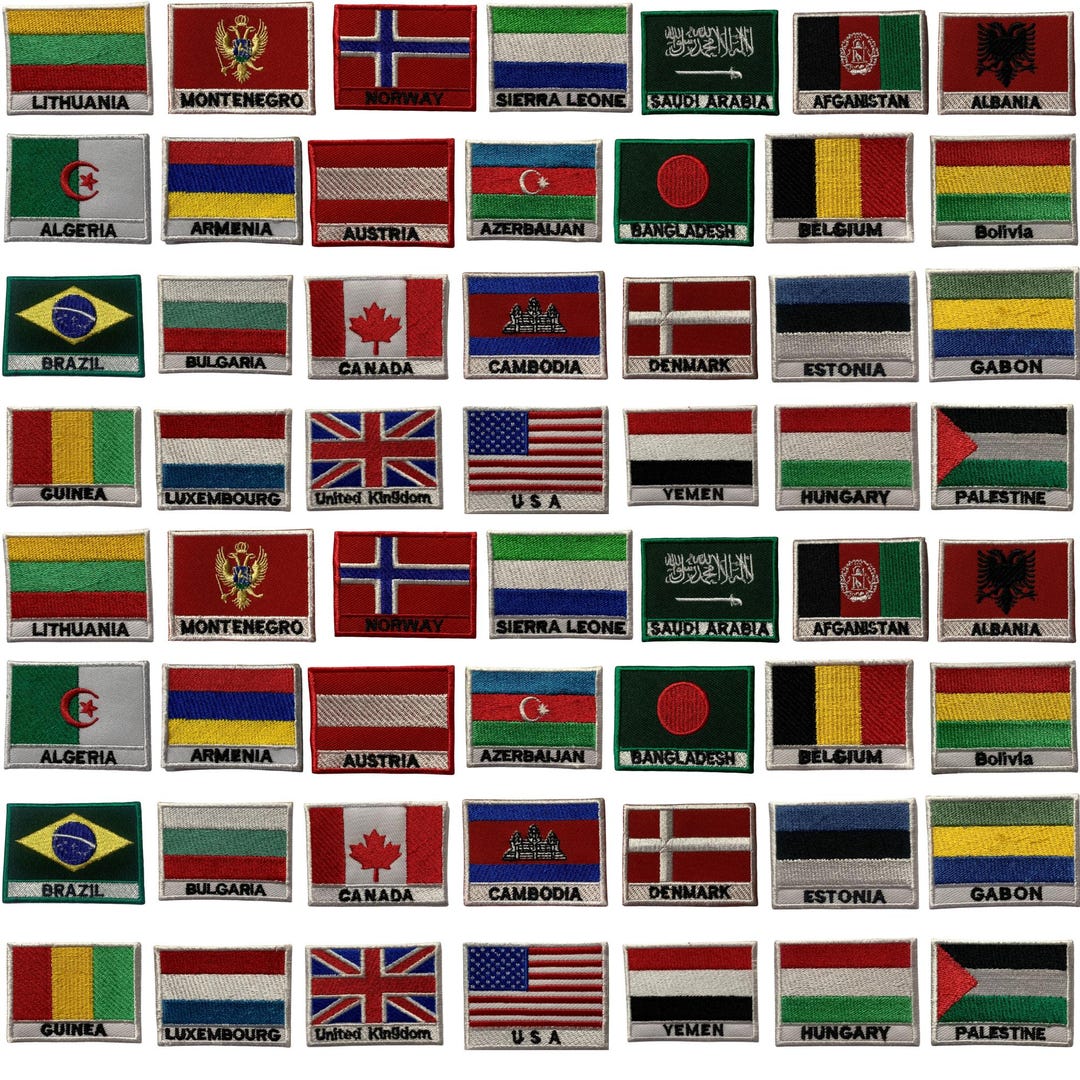International Country Flag Iron on Patch Embroidered Sew on Applique ...