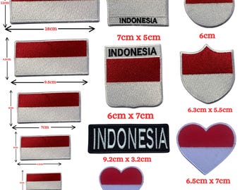 Indonesia Flag Patch – Embroidered Iron On/Sew On Badge, Multiple Sizes Available