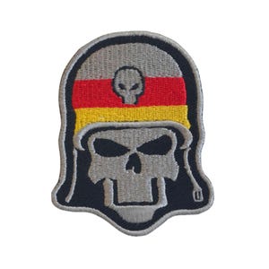 Army Skull with Helmet Skeleton Face Colourful Iron On Sew On Applique Clothing Jacket Jeans