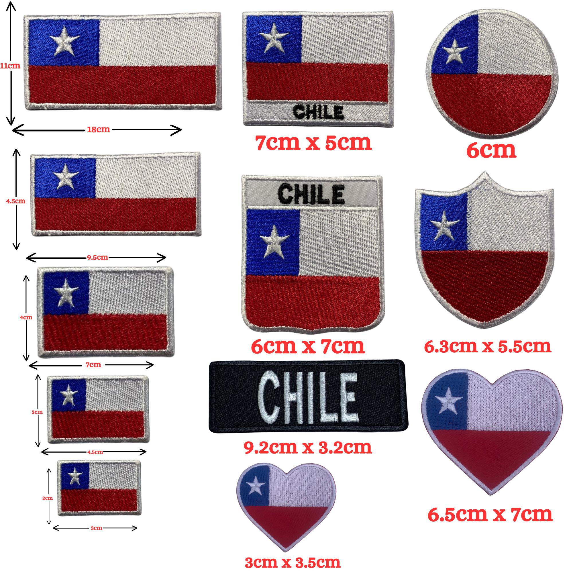 Bandiera del Cile – 5,1 cm – termoadesivo – toppa ricamata/distintiva/emblema