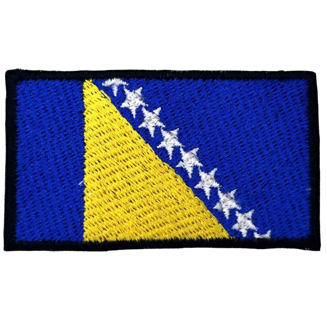 Bosnien Und Herzegowina Flaggen-Patch – Bestickt, 6,9x4,8 Cm, Zum Aufbügeln Oder Annähen
