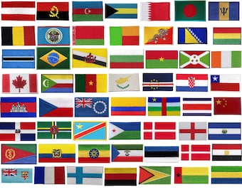 National Country Flagge Aufnäher Gesticktes Abzeichen in 5 verschiedenen Größen (A bis G)