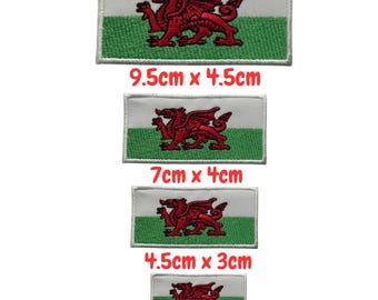 Wales Flag Patch Iron On Embroidered Sew On Badge Applique – Multiple Sizes