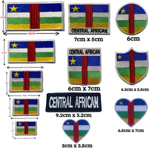 Central African National Flag Iron On Patch Embroidered Sew On Applique Badge in Different Sizes