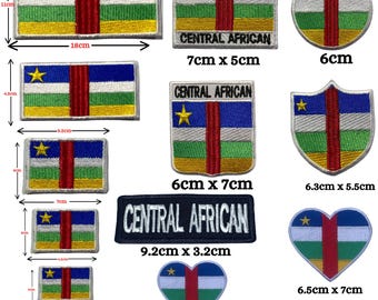 Central African National Flag Iron On Patch Embroidered Sew On Applique Badge in Different Sizes