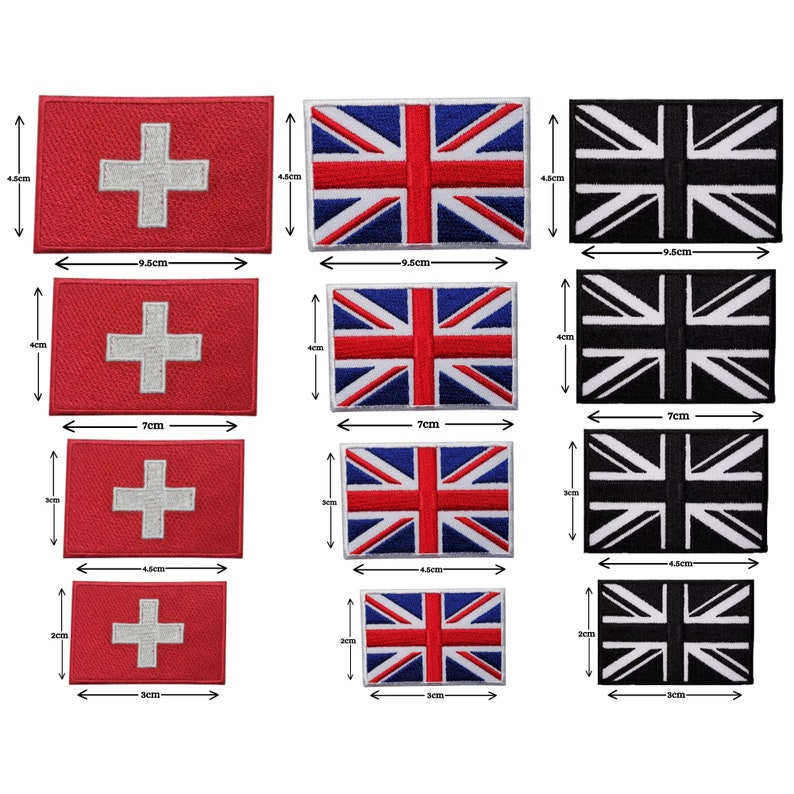 Drapeaux nationaux brodés de différentes tailles, fer à coudre, badge brodé, taille spéciale, t-shirt appliqué image 5
