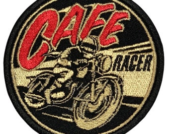 Cafe Racer Embroidered Patch – Motorcycle Iron-On Applique