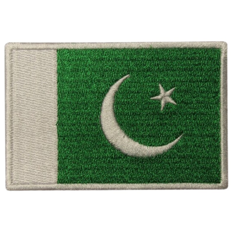 Pakistan Flag Patch Iron Sew on Crescent Moon Five Point Star ...