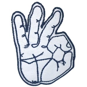Okay Hand Sign Embroidered Iron-On Patch, Cartoon Fashion Applique