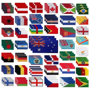 International Country Flag Iron On Patch Embroidered Sew On Applique Set OF 3 National Country Flag A-E