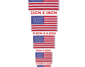 USA America National Country Different Sizes Flag Iron On Embroidered Sew On Patch