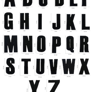 May include: Black felt alphabet letters, each measuring 7.5 cm in height. The letters are individually cut out and ready to be sewn or ironed onto fabric.