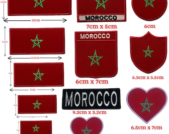Morocco Flag Patch Iron On Sew On Embroidered Applique Badge National Flag Patch in Multiple Sizes