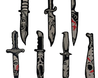 7 Horror Killer Knife Scream Slice Geborduurde opstrijkpatch Appliqué opnaaien