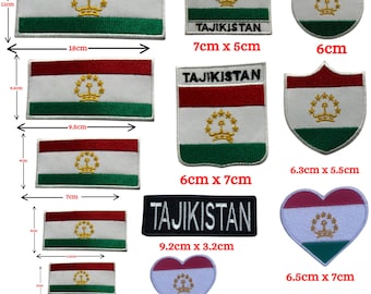 Tajikistan Flag Patch Embroidered Badge – Iron On or Sew On Applique in Various Sizes