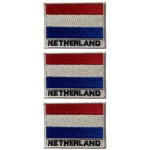 National Country Flag Patch with Name – Set of 3 Embroidered Iron On or Sew On Applique Badge F–N