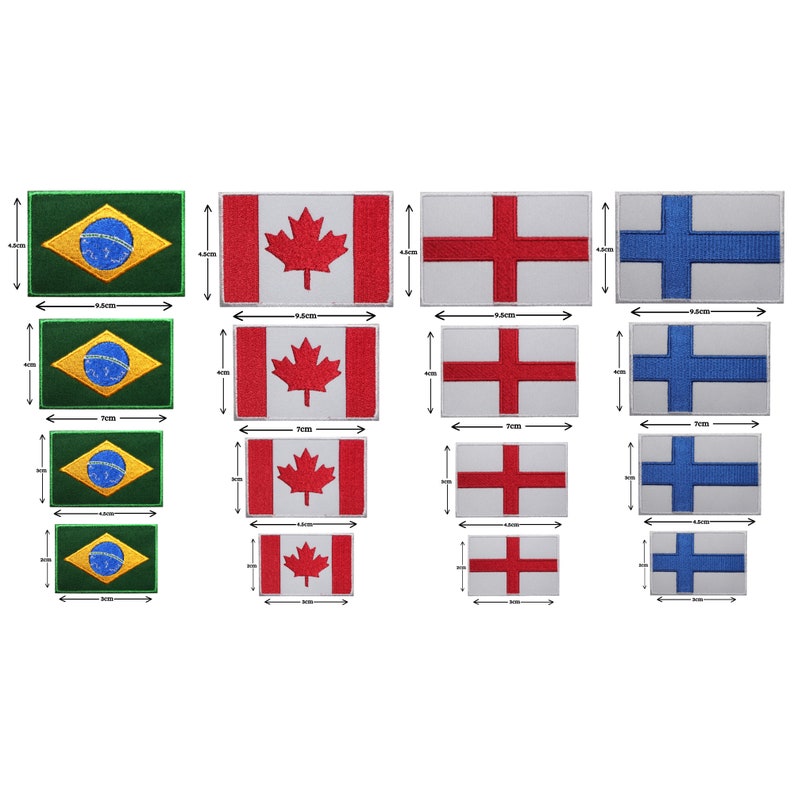 Drapeaux nationaux brodés de différentes tailles, fer à coudre, badge brodé, taille spéciale, t-shirt appliqué image 6