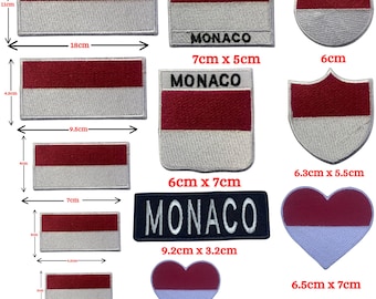 Monaco Flag Patch Iron On Sew On Embroidered Applique Badge National Flag Patch in Multiple Sizes