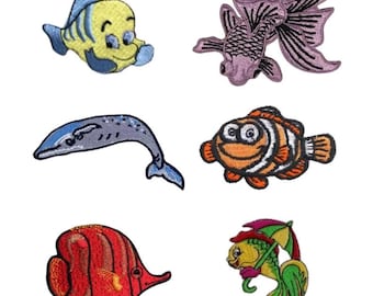 Little Fish Embroidered Patch Iron On or Sew On | Clothing Bag Jacket Jeans Applique
